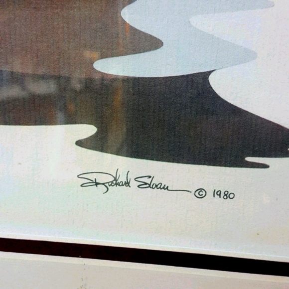 1980 Richard Sloan Canada Geese Framed Print - Picture 3 of 7